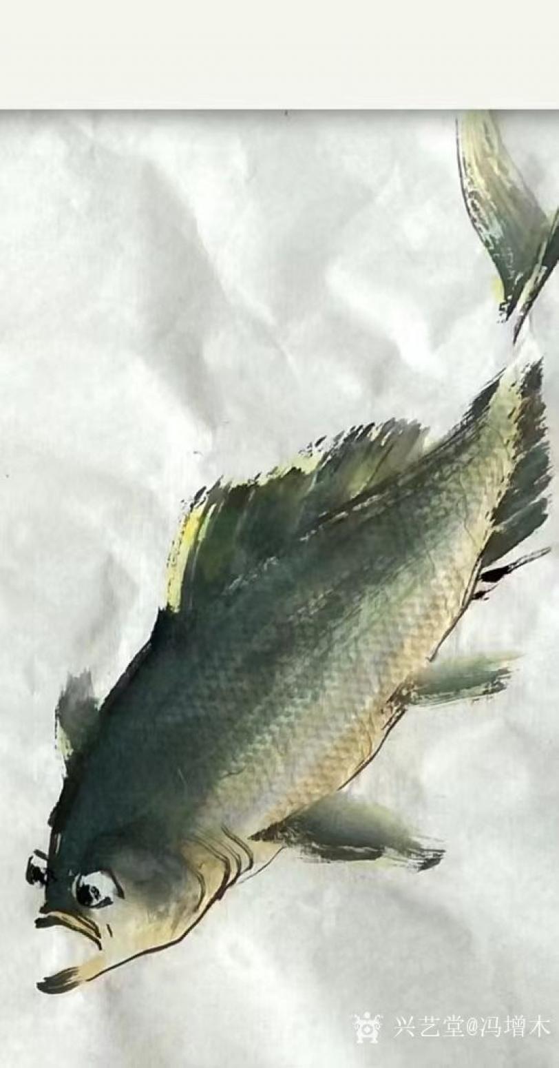 馮增木國(guó)畫(huà)作品《淵深魚(yú)自樂(lè)》【圖1】