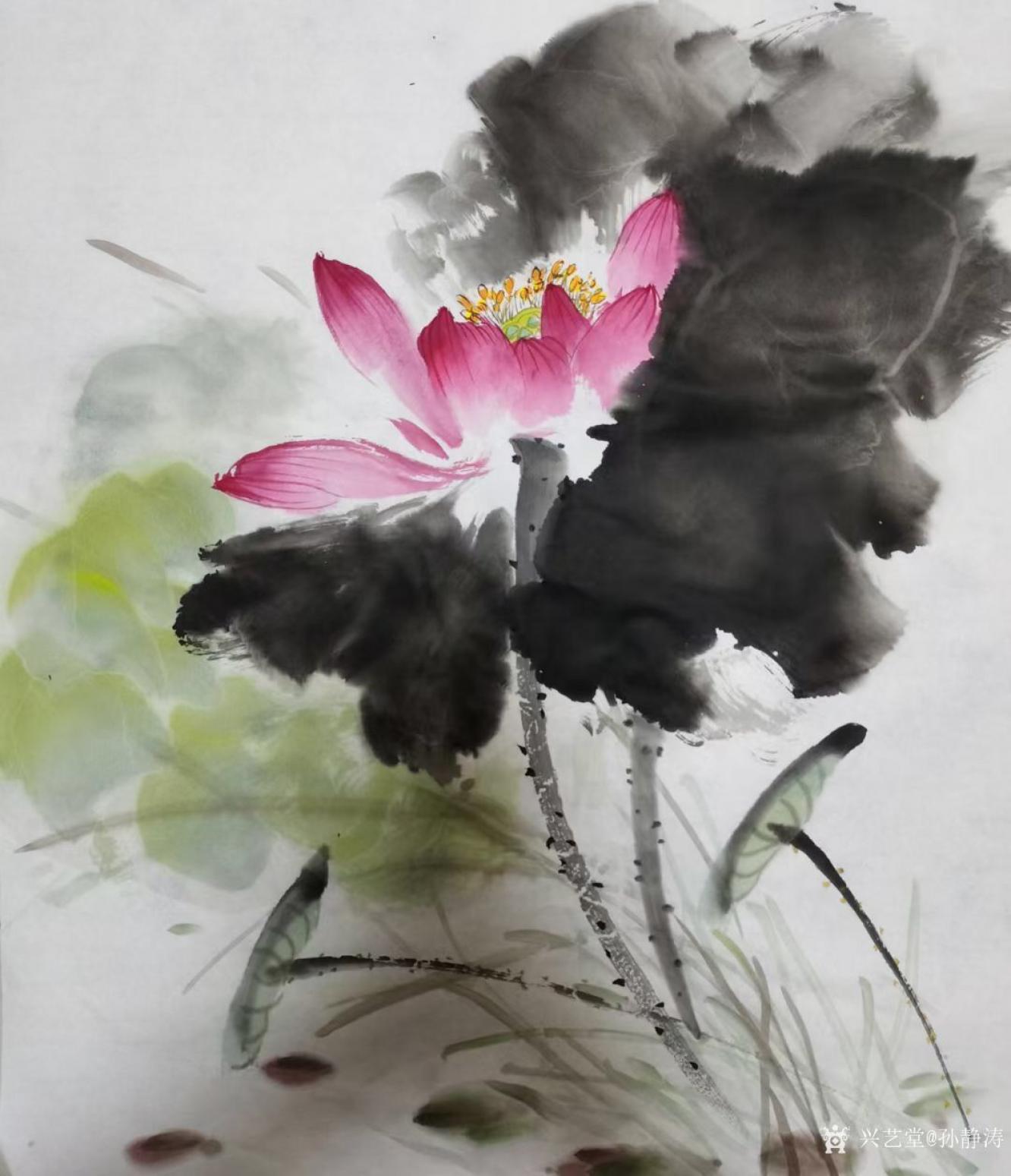 孫靜濤國畫作品《花鳥-荷香》