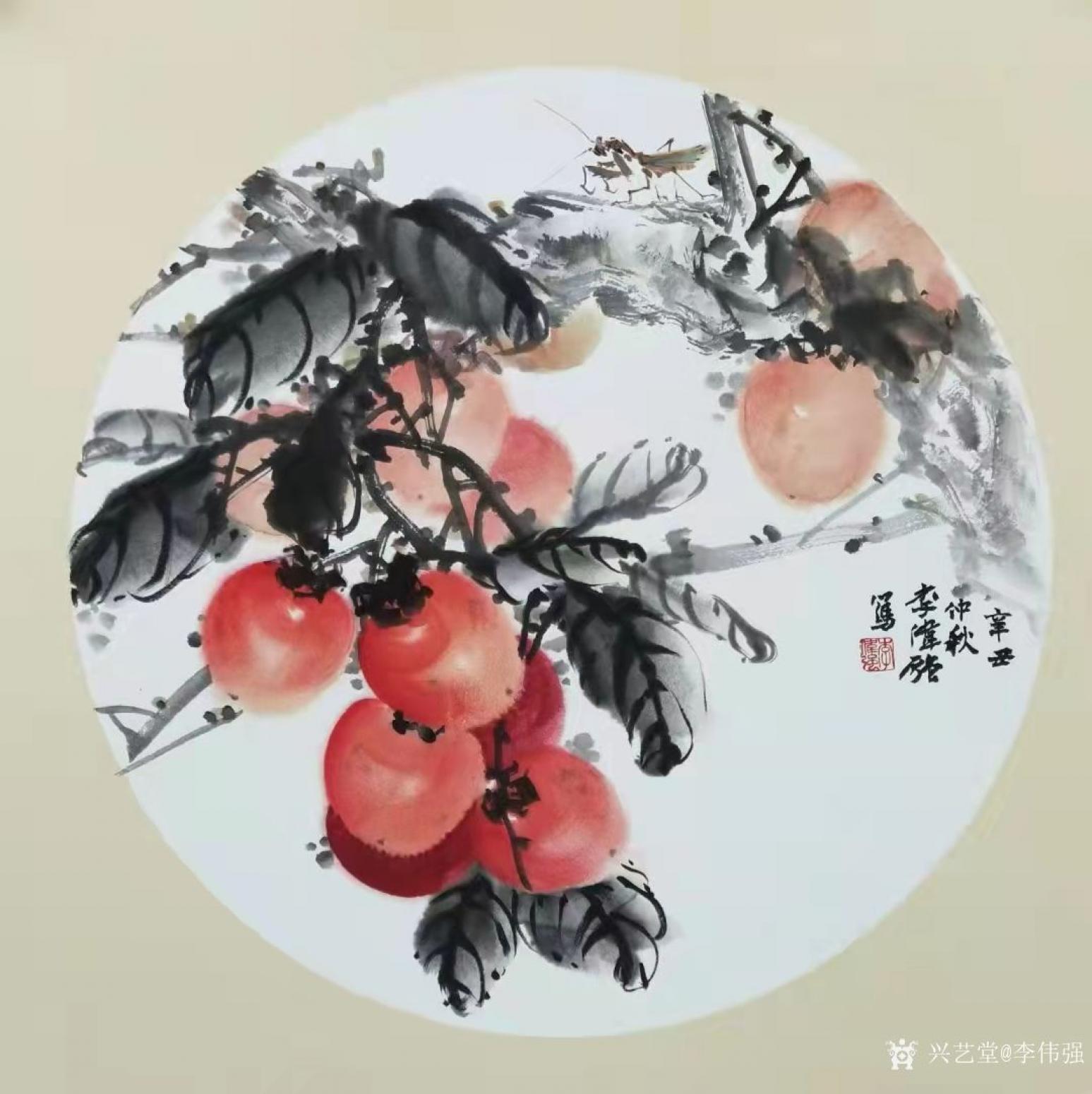 李偉強(qiáng)國畫作品《花鳥-(柿)事事如意》【圖0】