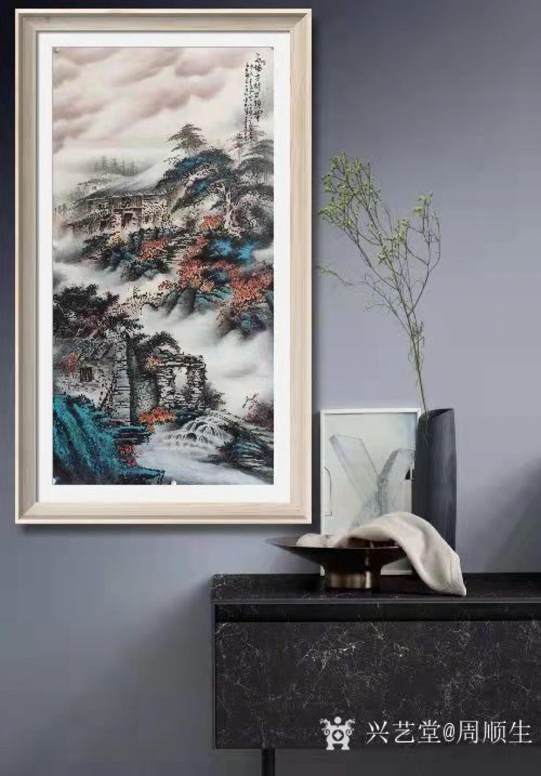 周順生國(guó)畫(huà)作品《四尺高墻古村石頭城》【圖1】
