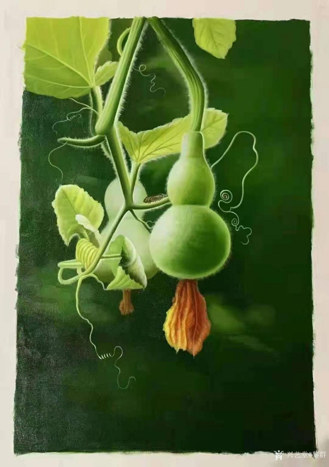 黎群油畫作品《葫蘆油畫(包框包郵)》【圖4】