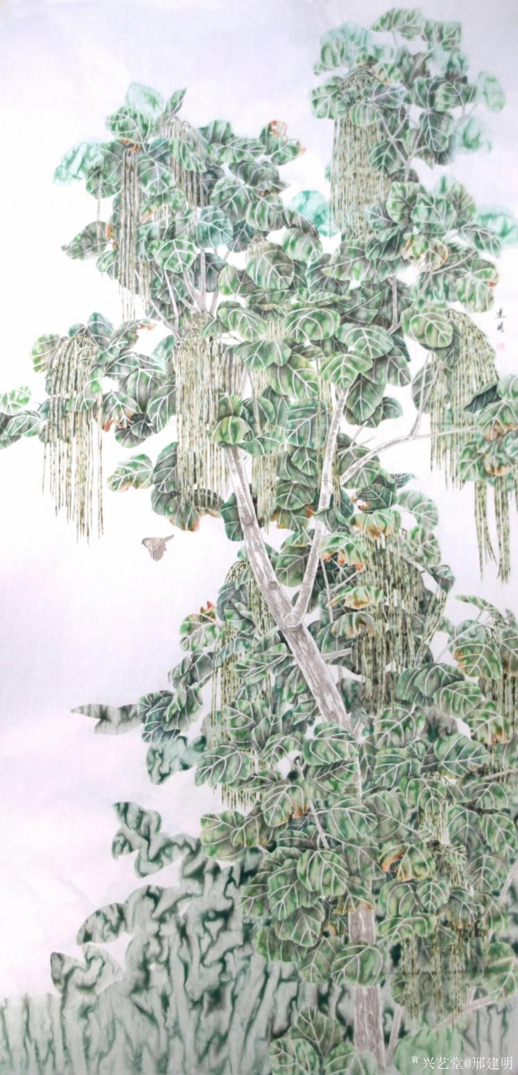 邢建明國畫作品《花鳥畫-綠葉間》【圖0】