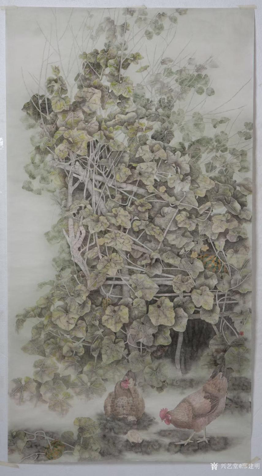 邢建明國(guó)畫作品《花鳥畫-恬靜生活》