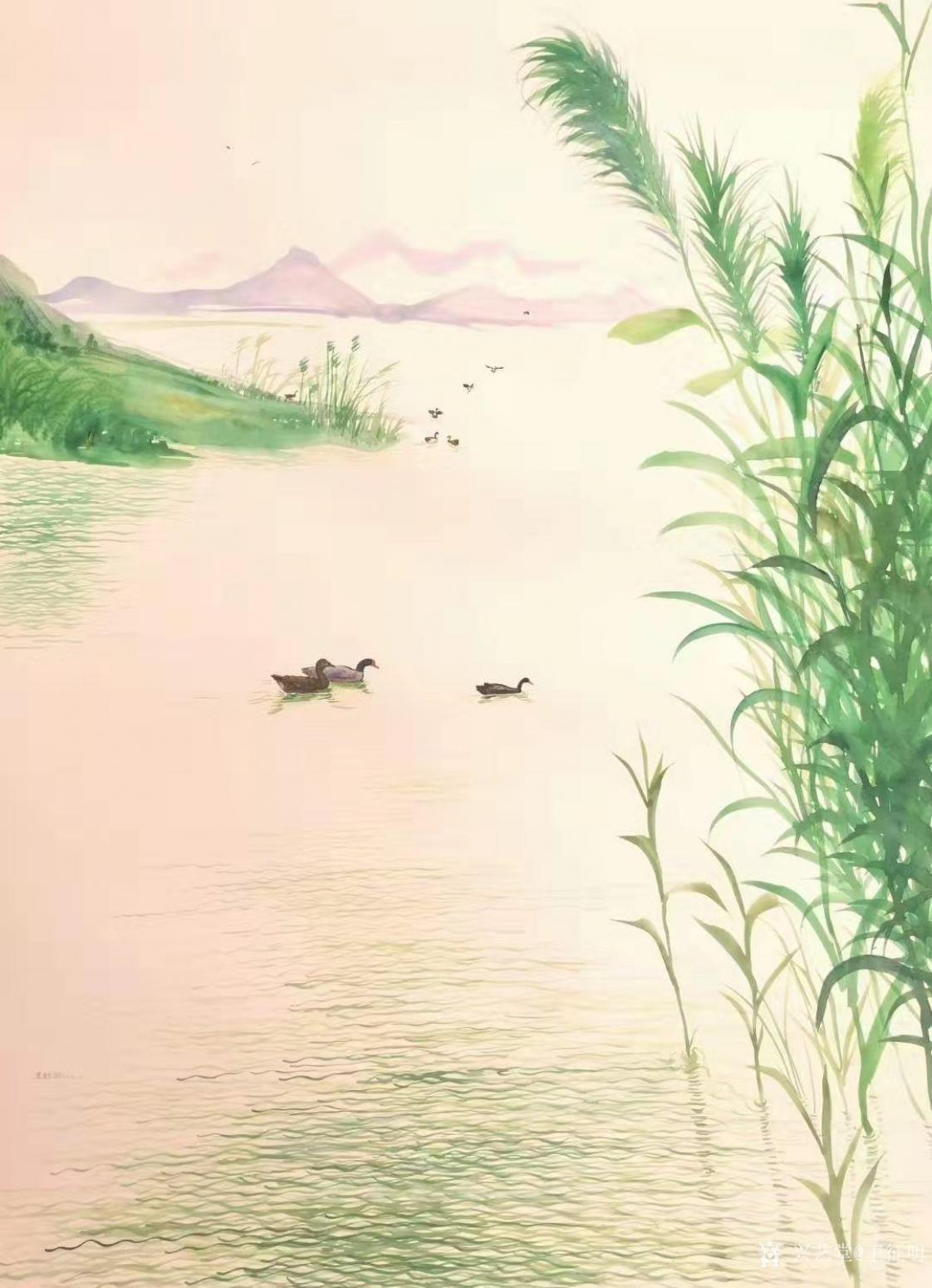 王征明國畫作品《水意畫“游湖”》