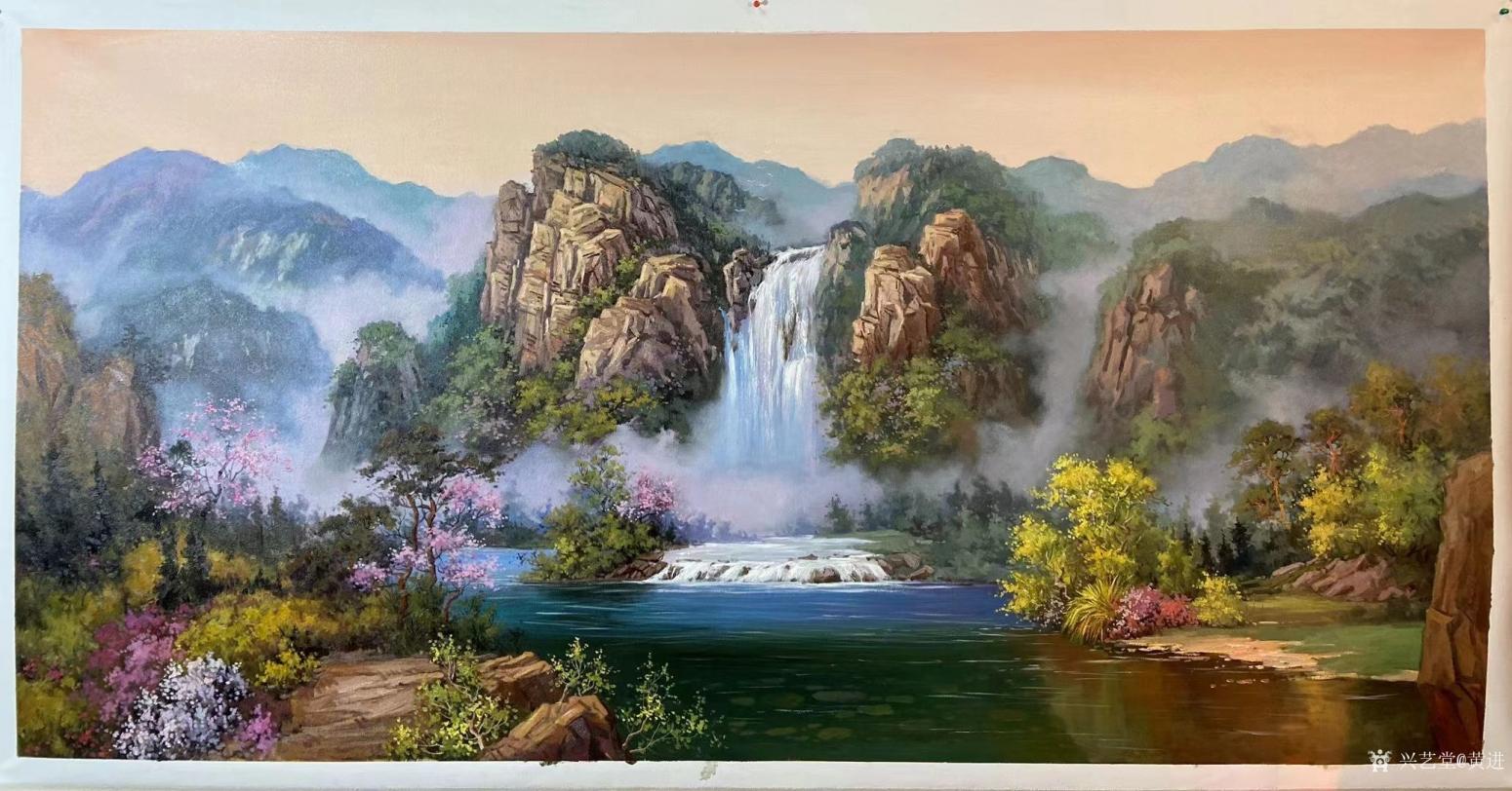 黃進(jìn)油畫作品《風(fēng)景油畫-春色》