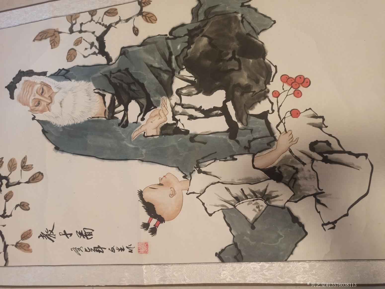 13576038113國畫作品《教子圖》