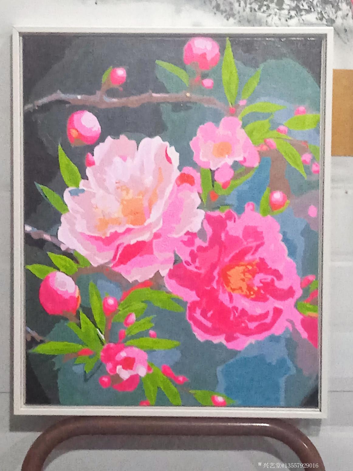 13557929016油畫作品《綻放桃花(已裱框)》【圖0】