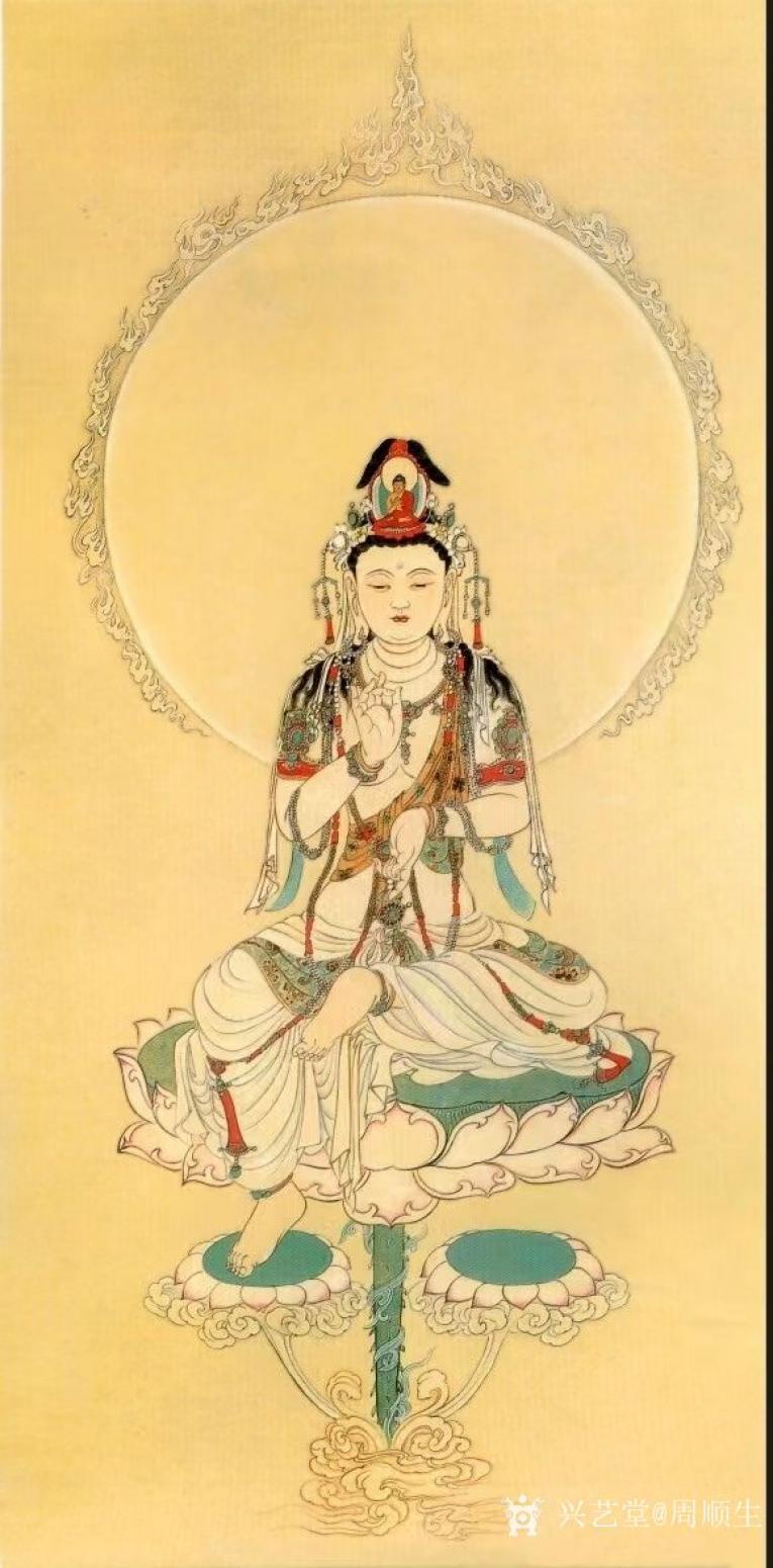 周順生國(guó)畫作品《四尺滴水觀音欣賞》【圖0】