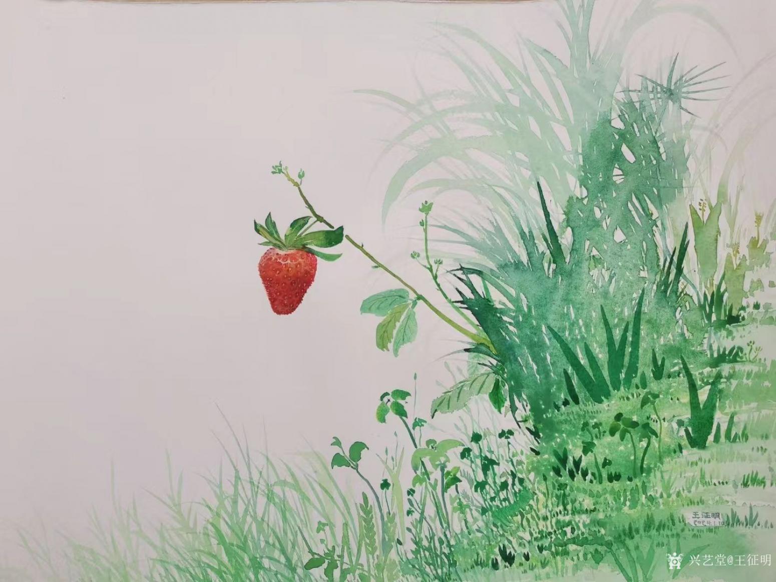 王征明國畫作品《水意畫萬綠之中一點紅》