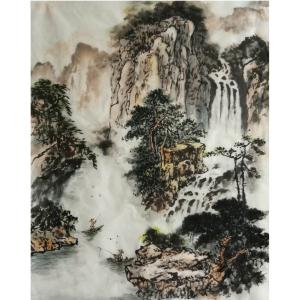 劉燃國(guó)畫作品-《【險(xiǎn)地泛舟】作者劉燃》