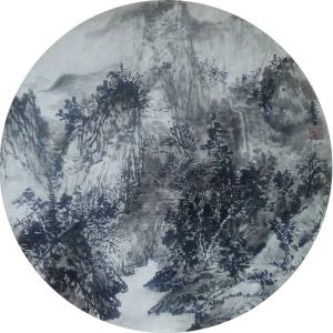 高勇利國畫作品-《【小溪】作者高勇利》