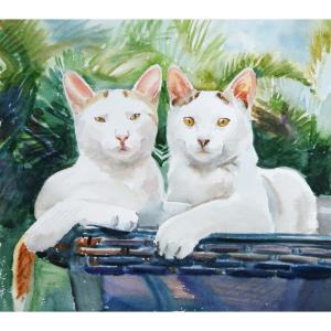 楊陽國畫作品《【喵兄弟】作者楊陽》價格960.00元