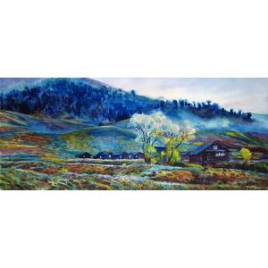 楊陽國畫作品《【晨霧山莊】作者楊陽》價格4800.00元