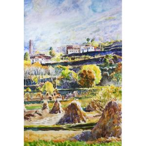 楊陽國畫作品《【丹巴藏寨】作者楊陽》價格4800.00元
