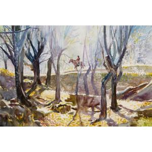 楊陽國畫作品《【丹巴山景】作者楊陽》價格4800.00元