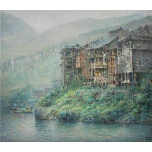 朱明油畫作品-《【竹屋】作者朱明》