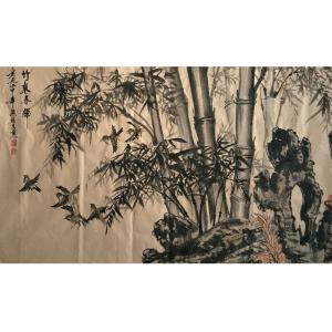 姚天順國(guó)畫(huà)作品-《【竹報(bào)早春】作者姚天順》