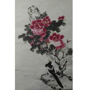 李麗芳國(guó)畫(huà)作品-《【昂望花朵】作者李麗芳》