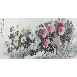 張大石國畫作品-《【春色滿園】作者張大石》