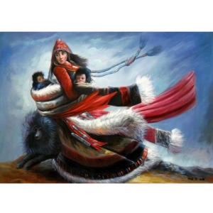 陳力油畫作品-《少數(shù)民族人物油畫》