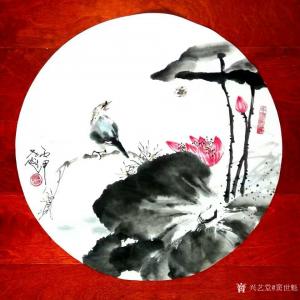 竇世魁國畫作品-《荷趣》