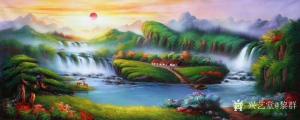 藝術(shù)品圖片:藝術(shù)家黎群油畫作品名稱《風(fēng)景油畫-源遠(yuǎn)流長》價格1200.00 元