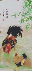 藝術(shù)品圖片:藝術(shù)家宋繼蘭國(guó)畫(huà)作品名稱(chēng)《金雞報(bào)春》議價(jià)