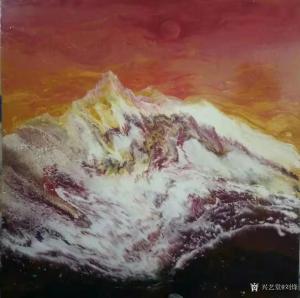 劉烽國畫作品-《紅日》