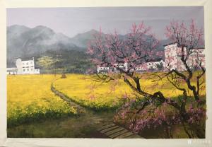 黃進(jìn)油畫作品-《風(fēng)景-春花爛漫時(shí)1》