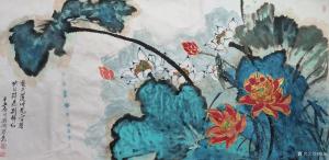 藝術(shù)品圖片:藝術(shù)家雅涵一一主人鳳喜國畫作品名稱《映日荷花別樣紅》價格3860.00 元