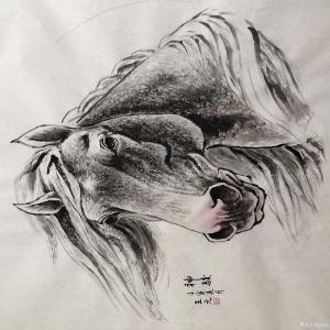 王元國畫作品-《蒙古馬-神駿3》