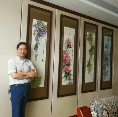 黨文軍收藏-為江蘇省張家港市楊舍鎮(zhèn)濱河路 孫先生創(chuàng)作《花開富貴 竹報平安》八尺248x120【圖2】