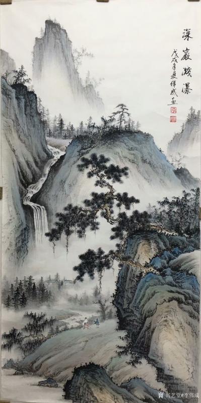 李偉成日記-國畫山水畫仿古風(fēng)格作品《高山云霓》《翠壁依空》《遠崖瀑影》《松吟萬壑》《千山積翠【圖5】