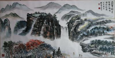鄧烈根日記-乙亥年新春國畫山水畫新作品分享《高入云端天長久》《成長在山麗希望在田野》尺寸四尺【圖3】