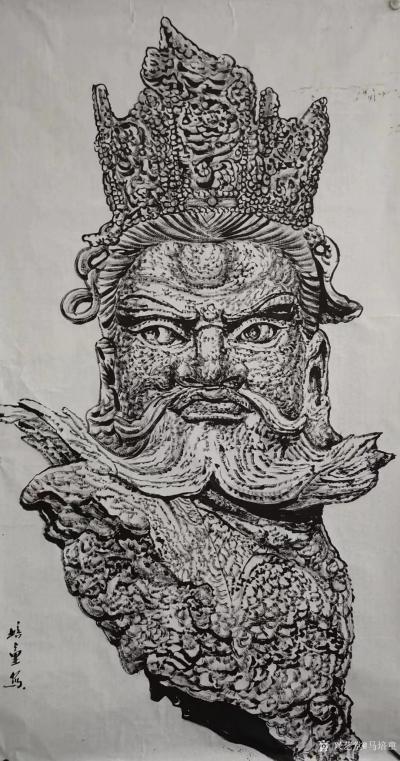 馬培童日記-《畫焦墨以苦作舟》馬培童焦墨畫感悟筆記-童心寫歷(150)
  在焦墨石窟佛造【圖1】